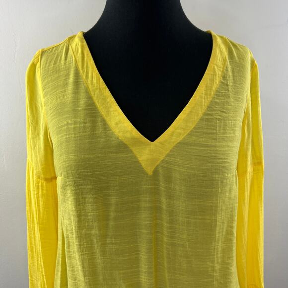 ANTHROPOLOGIE MAEVE Verona Yellow Tied Sleeve V-Neckline Top Blouse Size XS - Picture 3 of 10